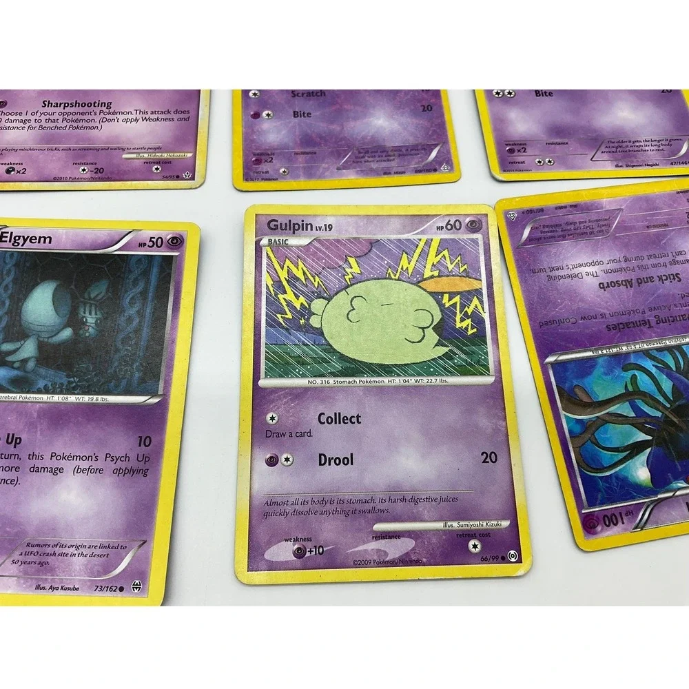 Pokemon Psychic Type Card Lot 6pc Purple Misdreavus Nidoran Ekans TCG Collection